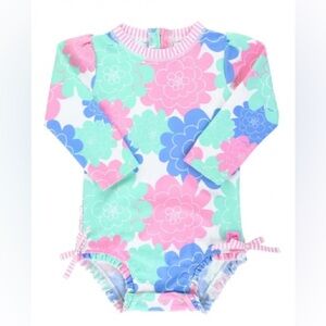 Pastel Petals long sleeve rash guard one peice